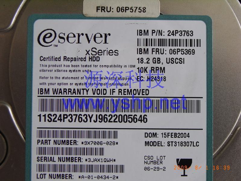 上海源深科技 上海 IBM 服务器硬盘 18G SCSI硬盘 IBM 18.2G 10k 硬盘 24P3763 06P5369 高清图片