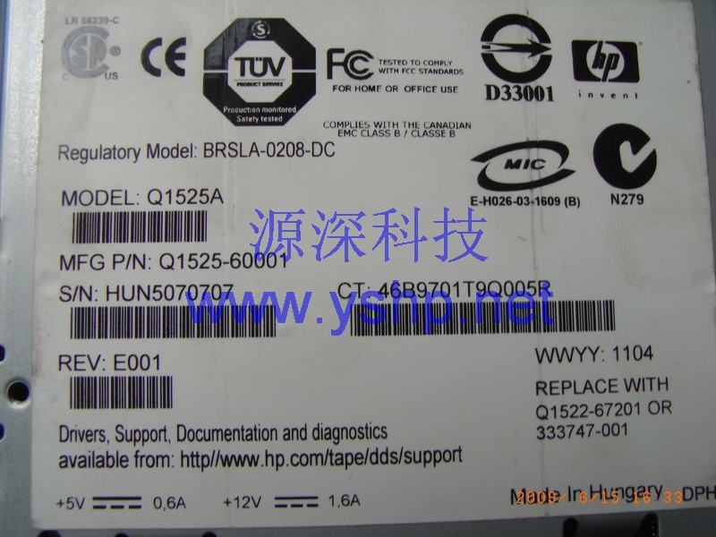 上海源深科技 上海 HP ProLiant ML330G3内置磁带机 DAT72磁带机 36G 72G Q1525A 333747-001 高清图片