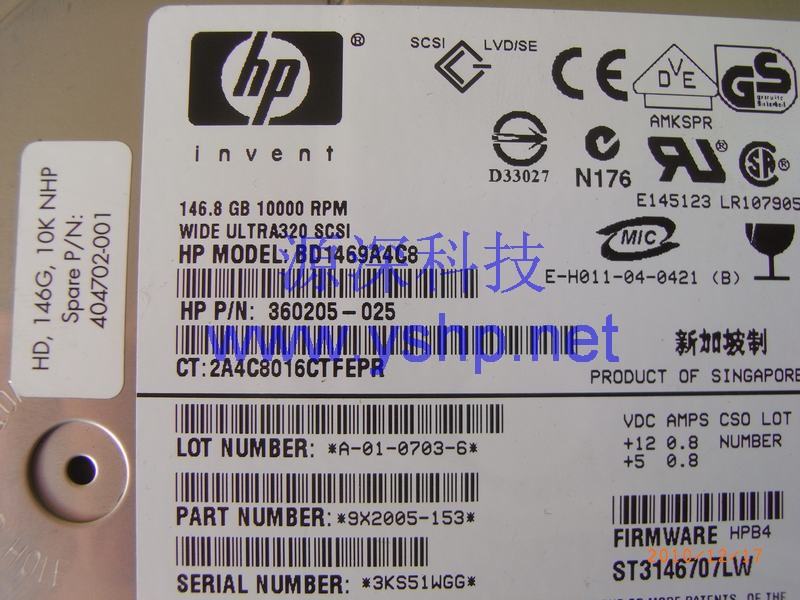 上海源深科技 上海 HP ML330G3服务器硬盘 68针 146G SCSI 146.8 10K 360205-025 404670-004 高清图片
