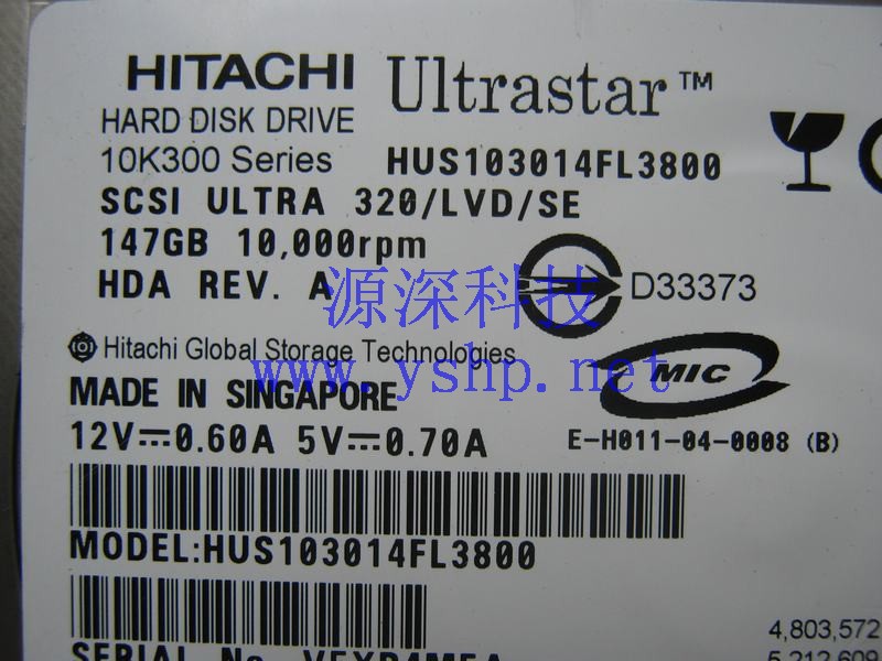 上海源深科技 上海 HITACHI 日立 服务器硬盘 147G SCSI U320 10K HUS103014FL3800 高清图片