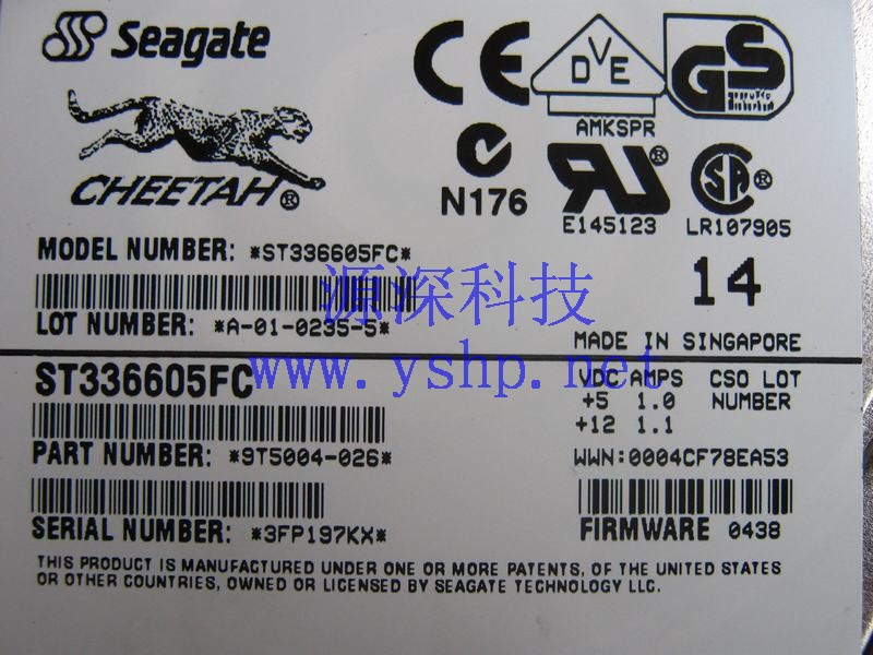 上海源深科技 上海 SUN 服务器 硬盘 36G FC 光纤 5404525-01 ST336605FC 3900070-02 高清图片