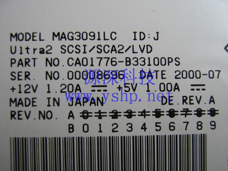 上海源深科技 上海 富士通 FUJITSU 9G MAG3091LC SCSI 10K 硬盘 CA01308-B273 高清图片