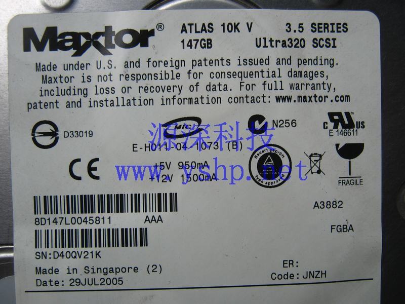 上海源深科技 上海 Maxtor 迈拓 SCSI 服务器 硬盘 热插拔 147G 3.5 ATLAS 10K V 高清图片
