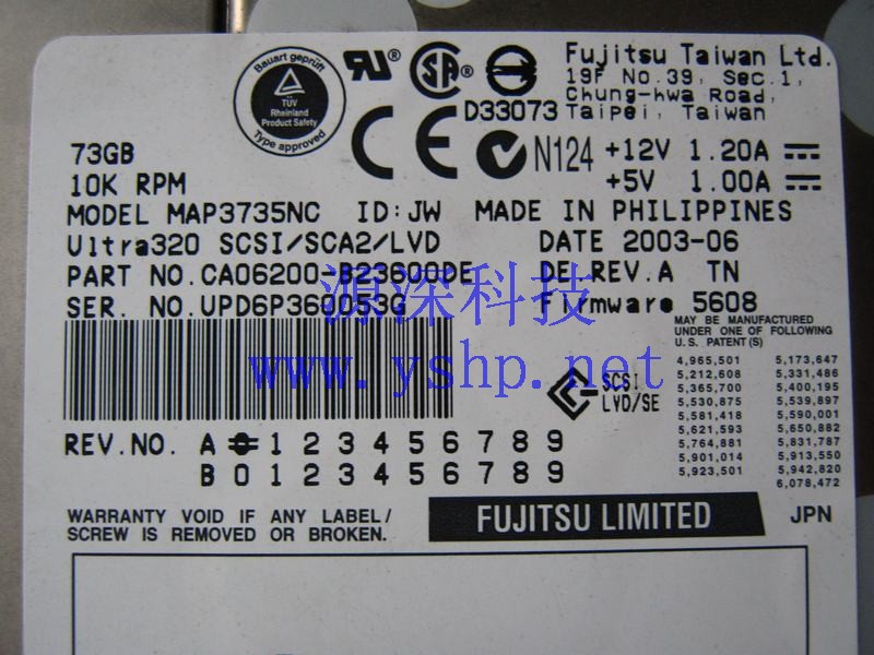 上海源深科技 上海 Fujitsu 富士通 73G 10K 3.5 MAP3735NC SCSI 硬盘 高清图片