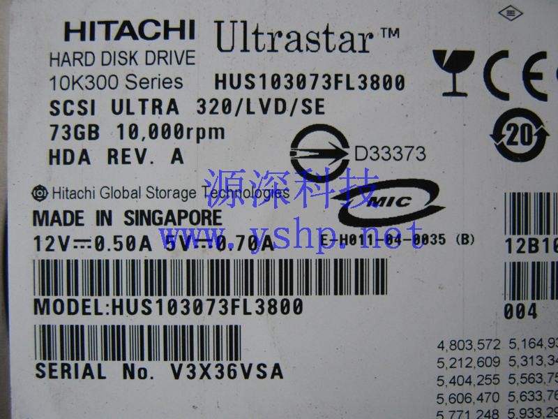 上海源深科技 上海 HATACHI 日立 HUS103073FL3800 73G 10K SCSI硬盘 Ultra 320 LVD SE 高清图片