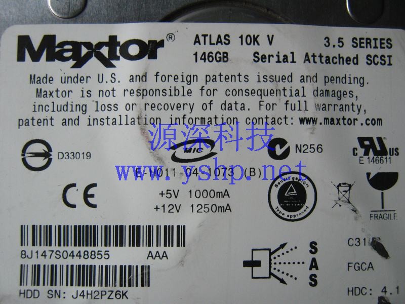 上海源深科技 上海 Maxtor 迈拓 ATLAS 10K V 3.5 146G SAS 服务器硬盘 高清图片