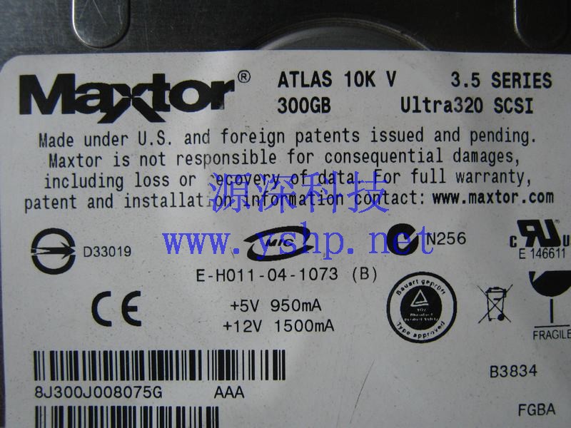 上海源深科技 上海 Maxtor 迈拓 ATLAS 10K V 3.5 300G Ultra320 SCSI 服务器硬盘 高清图片