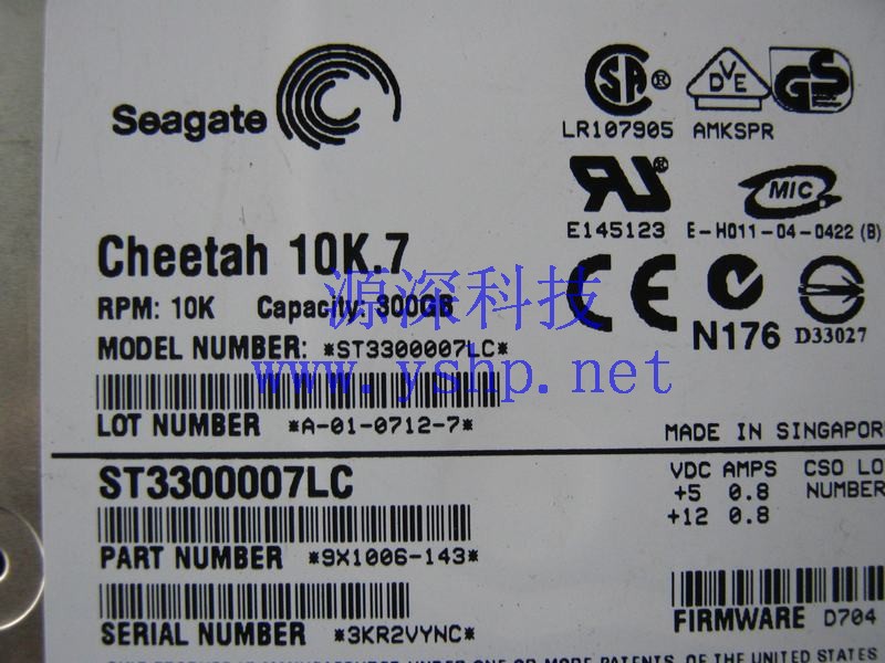 上海源深科技 上海 Seagate 希捷 Cheetah 10K.7 300G SCSI硬盘 3.5 ST3300007LC 高清图片