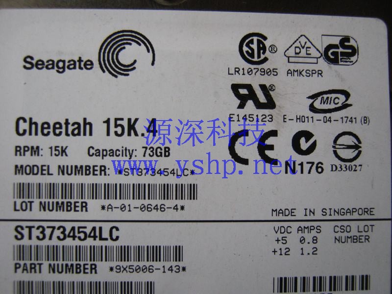 上海源深科技 上海 Seagate 希捷 CHEETAH 15K.4 73G ST373454LC SCSI硬盘 高清图片