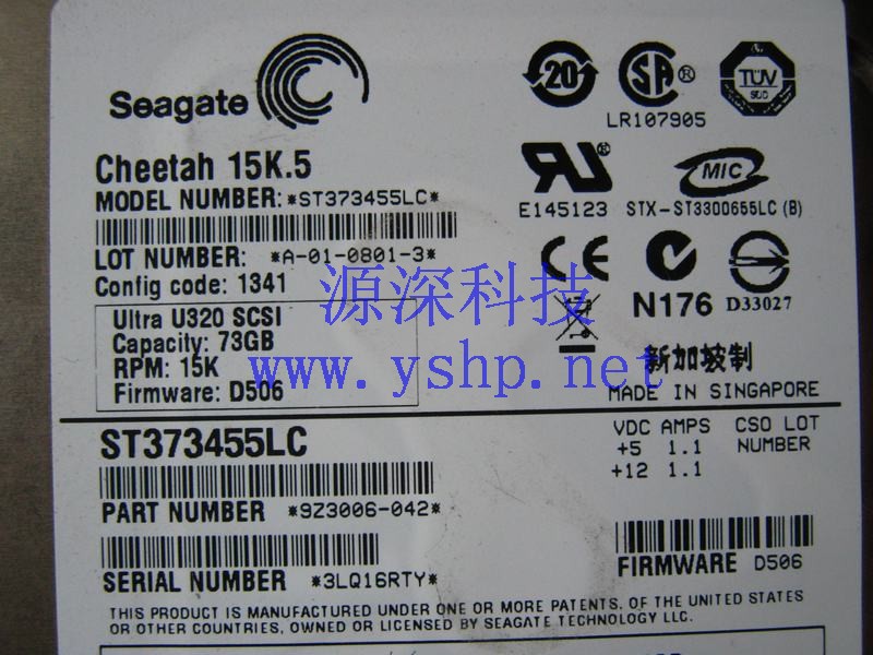 上海源深科技 上海 Seagate 希捷 Cheetah 15K.5 ST373455LC 73G 15K SCSI硬盘 高清图片