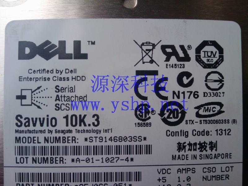 上海源深科技 上海 DELL Savvio 10K.3 SAS 2.5 146G 硬盘 ST9146803SS X829K 高清图片