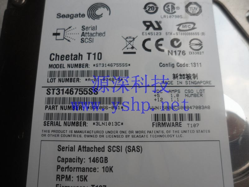 上海源深科技 上海 DELL 原装 146G SAS服务器 15K 硬盘 ST3146755SS WR711 高清图片
