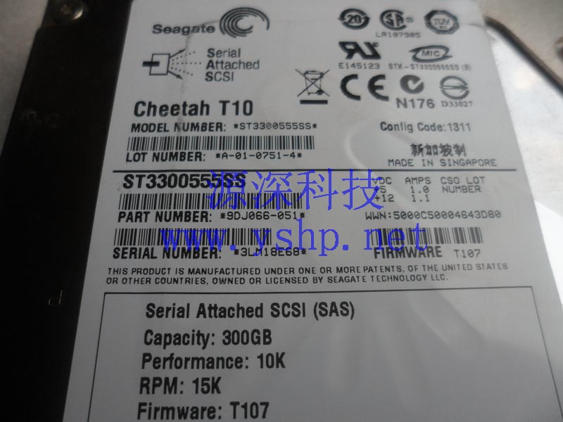 上海源深科技 上海 DELL 原装 300G SAS服务器 15K 硬盘 ST3300555SS FW956 高清图片