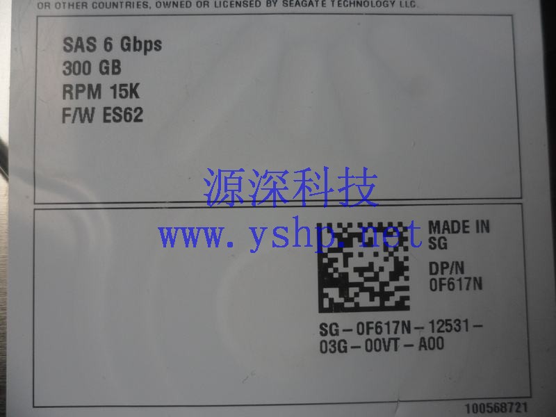 上海源深科技 上海 DELL 原装 SAS服务器硬盘 300G 15K ST3300657SS F617N 高清图片