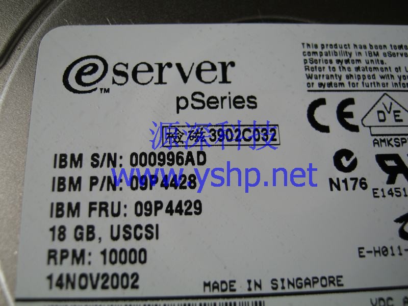 上海源深科技 上海 IBM Pseries P610 小型机 18G SCSI 68针硬盘 09P4428 09P4429 高清图片