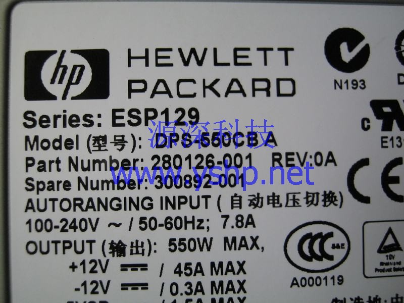 上海源深科技 上海 HP DL560 服务器 电源 ESP129 DPS-550CBA 280126-001 300892-001 高清图片