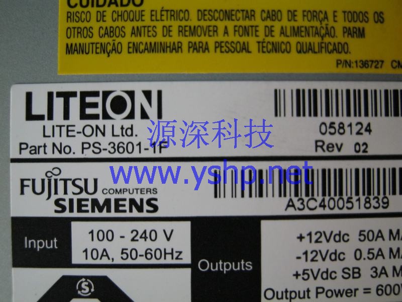 上海源深科技 上海 富士通 Fujitsu Siemens Primergy TX300/RX300 S2 电源 PS-3601-1F A3C40051839 高清图片