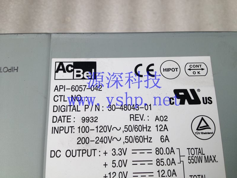 上海源深科技 上海 HP COMPAQ DEC DS20 电源 Acbel API-6057-042 30-48043-01 高清图片