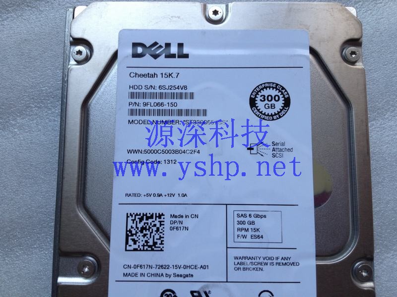 上海源深科技 上海 DELL 服务器专用硬盘 15K.7 SAS 6Gbps 300G 3.5 F617N 高清图片