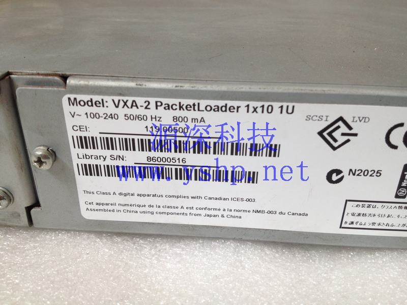 上海源深科技 上海 EXABYTE VXA-2 PacketLoader 1x10 1U FIRMWARE V1100E 磁带库 高清图片