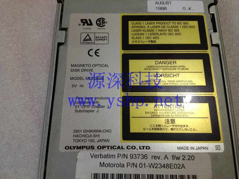 上海源深科技 上海 OLYMPUS MAGNETO OPTICAL MOS350E 93736 REV A 01-W2348E02A SCSI 3.5 640M 高清图片