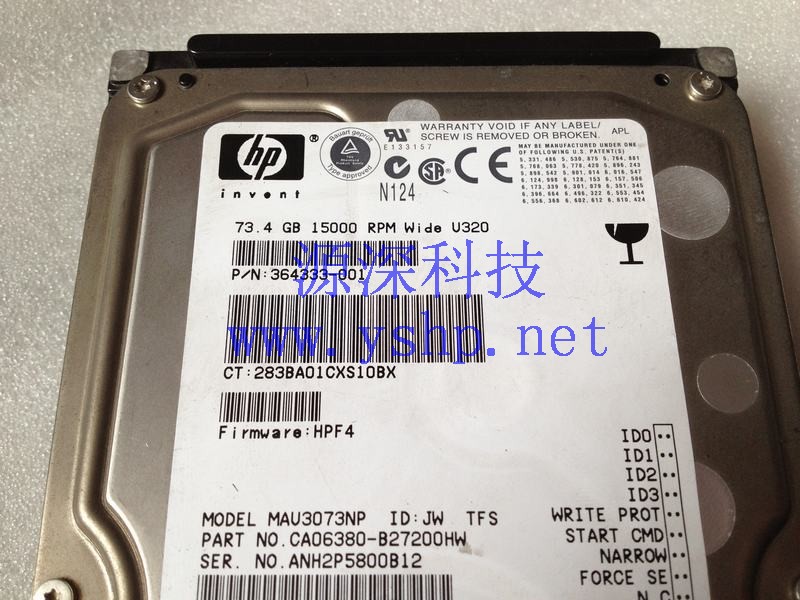 上海源深科技 上海 HP SCSI服务器硬盘 68针 15K 73.4GB 364333-001 MAU3073NP 273410-001 高清图片