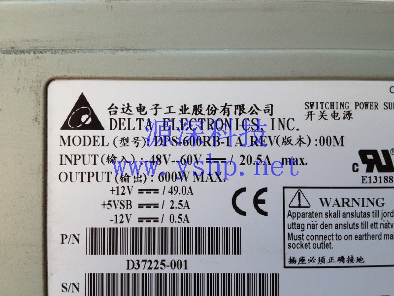 上海源深科技 上海 服务器 热插拔直流电源 DELTA DPS-600RB-1A D37225-001 高清图片
