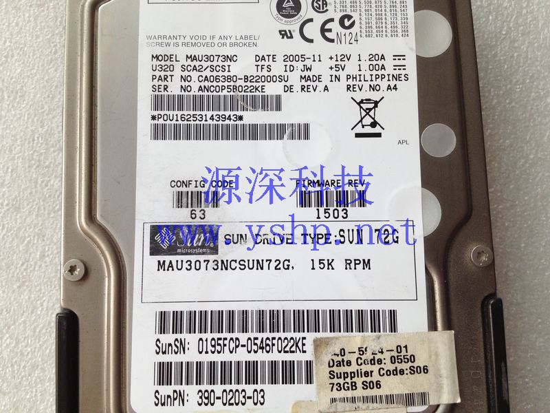 上海源深科技 上海 SUN 72G 15K SCSI服务器硬盘 MAU3073NCSUN72G 390-0203-03 540-5924-01 高清图片