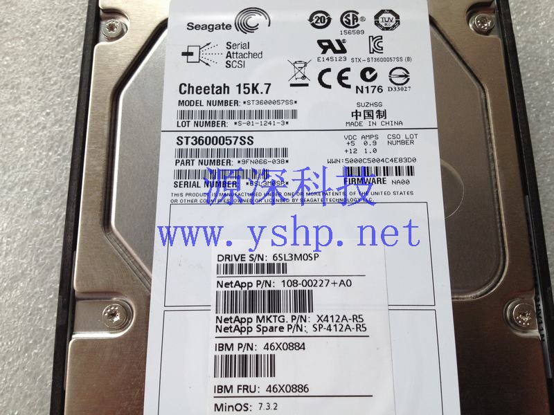 上海源深科技 上海 Netapp 600G 硬盘 SAS 15K.7 ST3600057SS 108-00227+A0 X412A-R5 SP-412A-R5 高清图片