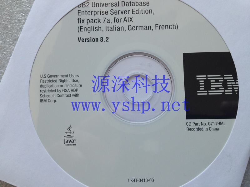 上海源深科技 IBM DB2 Universal Database enterprise server edition fix pack 7a for aix english italian geran french version 8.2 c71thm 高清图片