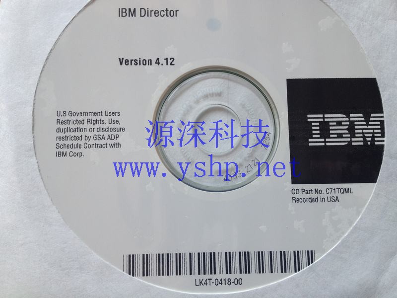 上海源深科技 IBM director version 4.12 c71tqml lk4t-0418-00 高清图片