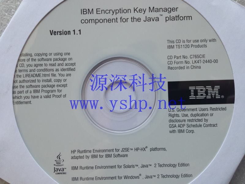 上海源深科技 IBM Encryption Key Manager component for the Java platform Version 1.1 c765cie lk4t-2440-00 高清图片