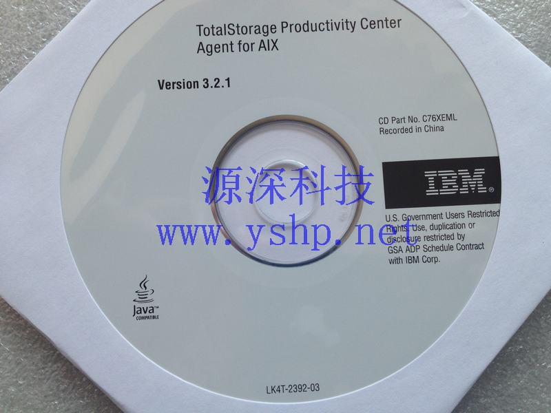 上海源深科技 IBM Totalstorage productivity center agent for aix version 3.2.1 c76xeml lk4t-2392-03 高清图片