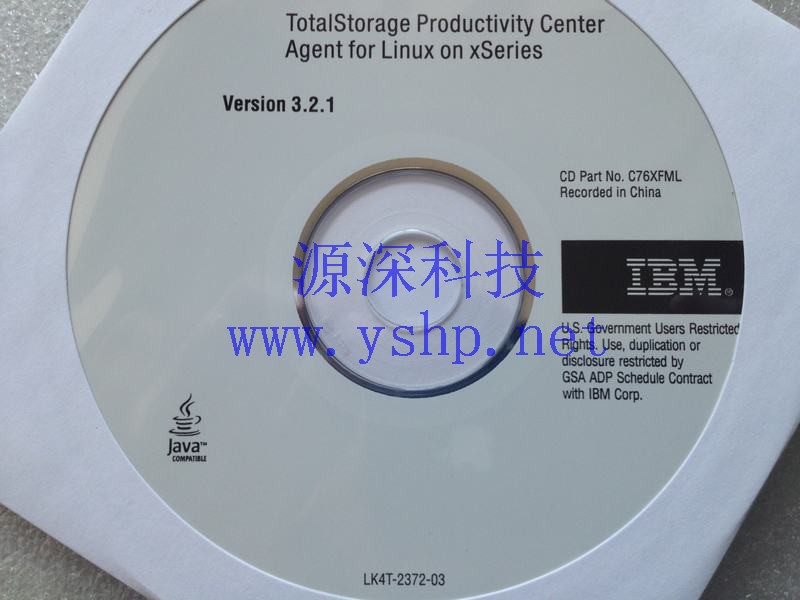 上海源深科技 IBM Totalstorage productivity center agent for linux on xseries version 3.2.1 c76xfml lk4t-2372-03 高清图片