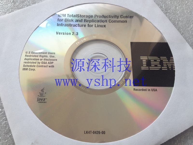 上海源深科技 IBM Totalstorage productivity center for disk and replication common infrastructure for linux version 2.3 lk4t-0426-00 高清图片
