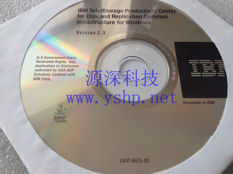上海源深科技 IBM Totalstorage productivity center for disk and replication common infrastructure for windows version 2.3 lk4t-0425-00 高清图片