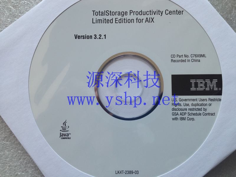 上海源深科技 IBM Totalstorage productivity center limited edition for aix version 3.2.1 c76x9ml lk4t-2389-03 高清图片