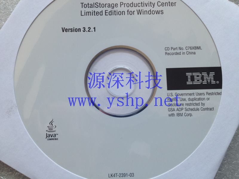 上海源深科技 IBM Totalstorage productivity center limited edition for windows version 3.2.1 c76xbml lk4t-2391-03 高清图片