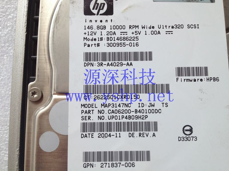 上海源深科技 上海 HP 146G SCSI服务器硬盘 300955-016 271837-006 高清图片