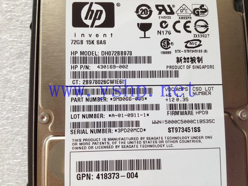 上海源深科技 上海 HP 72GB SAS 2.5 15K硬盘 418398-001 430169-002 418373-004 高清图片