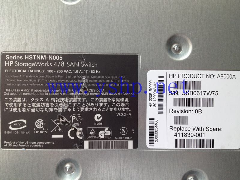 上海源深科技 上海 HP StorageWorks 4/8 SAN Switch A8000A 411839-001 高清图片