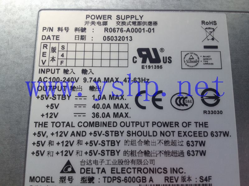 上海源深科技 上海 存储电源 R0676-A0001-01 TDPS-600GB A REV S4F 高清图片