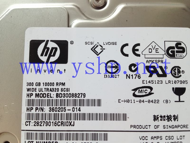 上海源深科技 上海 HP 300G SCSI服务器硬盘 360205-014 271837-029 3R-A5158-AA 高清图片