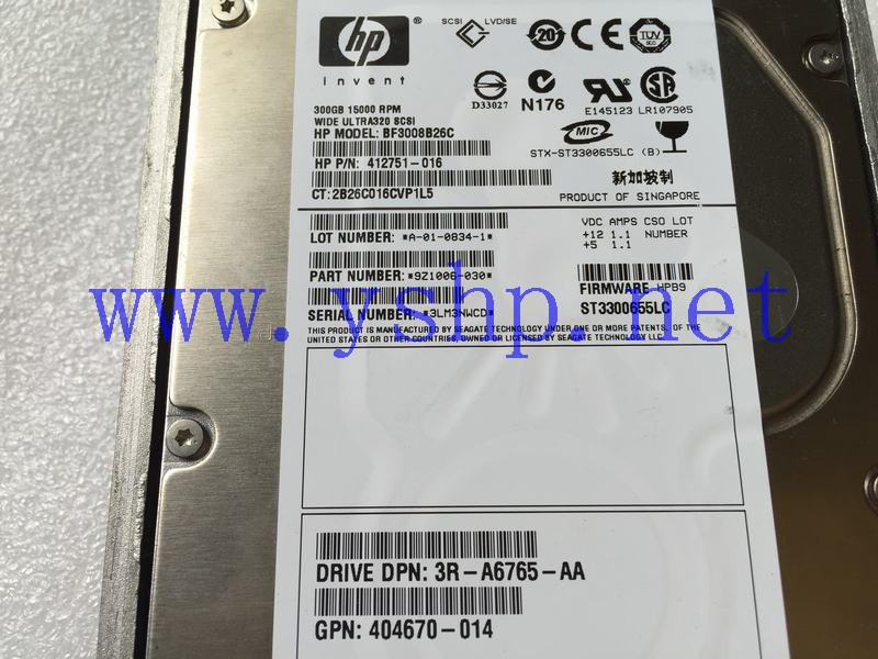 上海源深科技 上海 HP 300G SCSI 3.5 15K服务器硬盘 412751-016 404670-014 高清图片