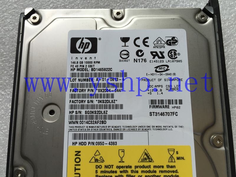 上海源深科技 上海 HP VA7410 146G FC 10K硬盘 BD1465822C 9X2004-044 ST3146707FC  高清图片