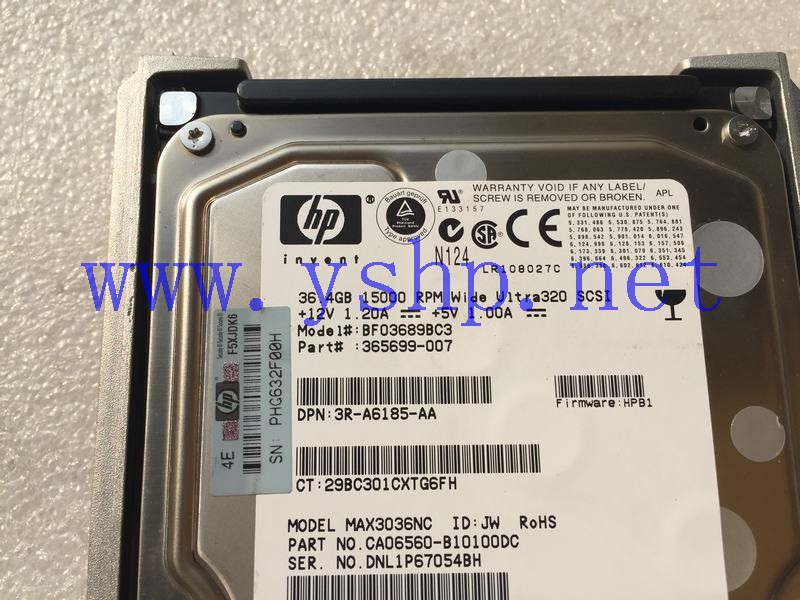 上海源深科技 上海 HP 36.4G 15K Ultra320 SCSI硬盘 404714-001 365699-007 MAX3036NC 高清图片
