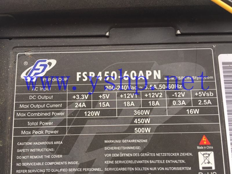 上海源深科技 上海 工业设备 工控机 电源 FSP450-60APN 高清图片