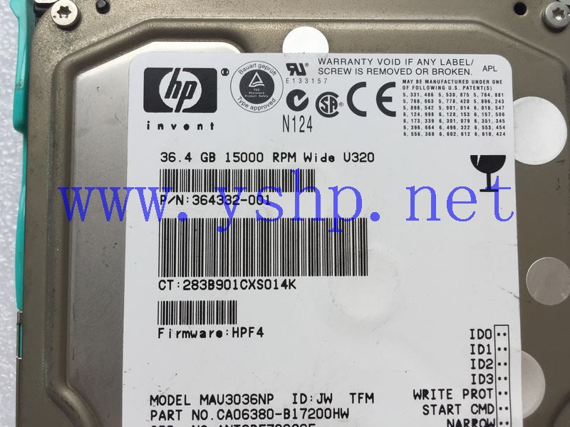 上海源深科技 HP 36.6G 15K SCSI 68针硬盘 364332-001 MAU3036NP 高清图片