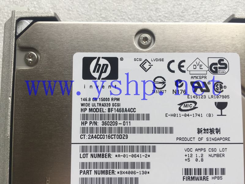 上海源深科技 HP 146G 15K SCSI硬盘 404712-001 360209-011 高清图片