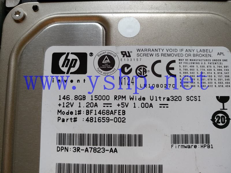上海源深科技 HP服务器硬盘 146.8GB 15K SCSI硬盘 481659-002 BF1468AFEB 3R-A7823-AA 高清图片